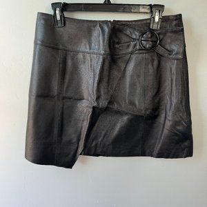 Gianni Bini 100% Wrap Leather Mini Skirt Medium Black